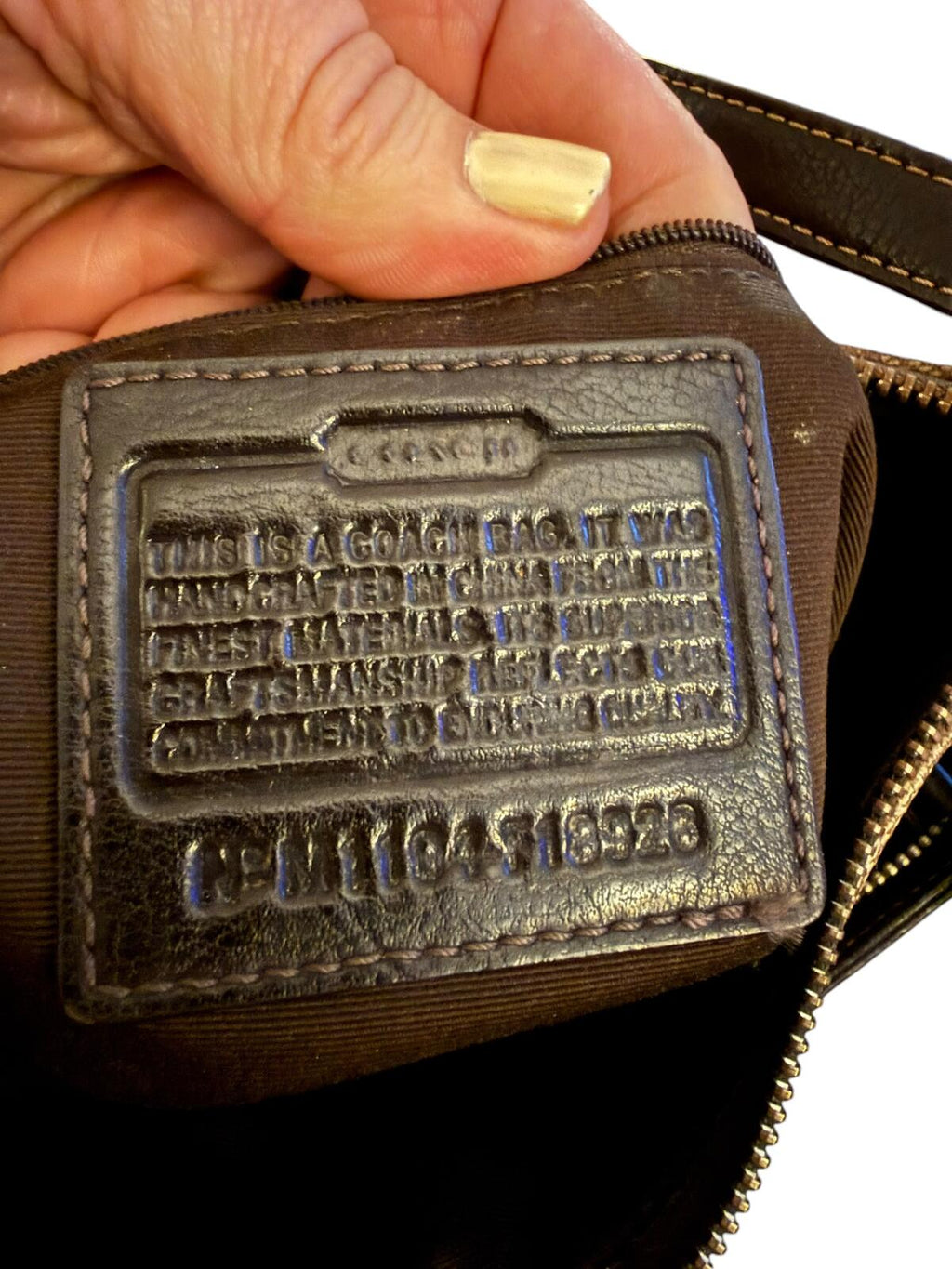 Coach Signature Brown Crossbody Bag with Black Leather Trim