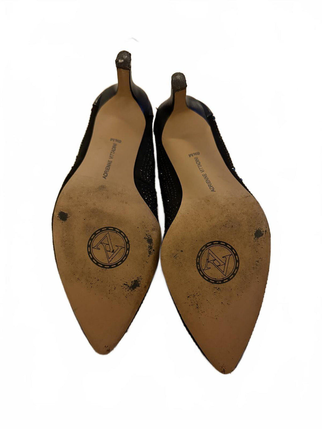Adrienne Vittadini Black Embellished Pointed Toe Pumps