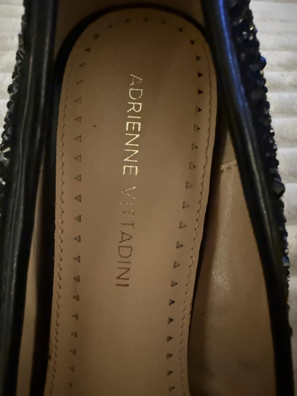 Adrienne Vittadini Black Embellished Pointed Toe Pumps