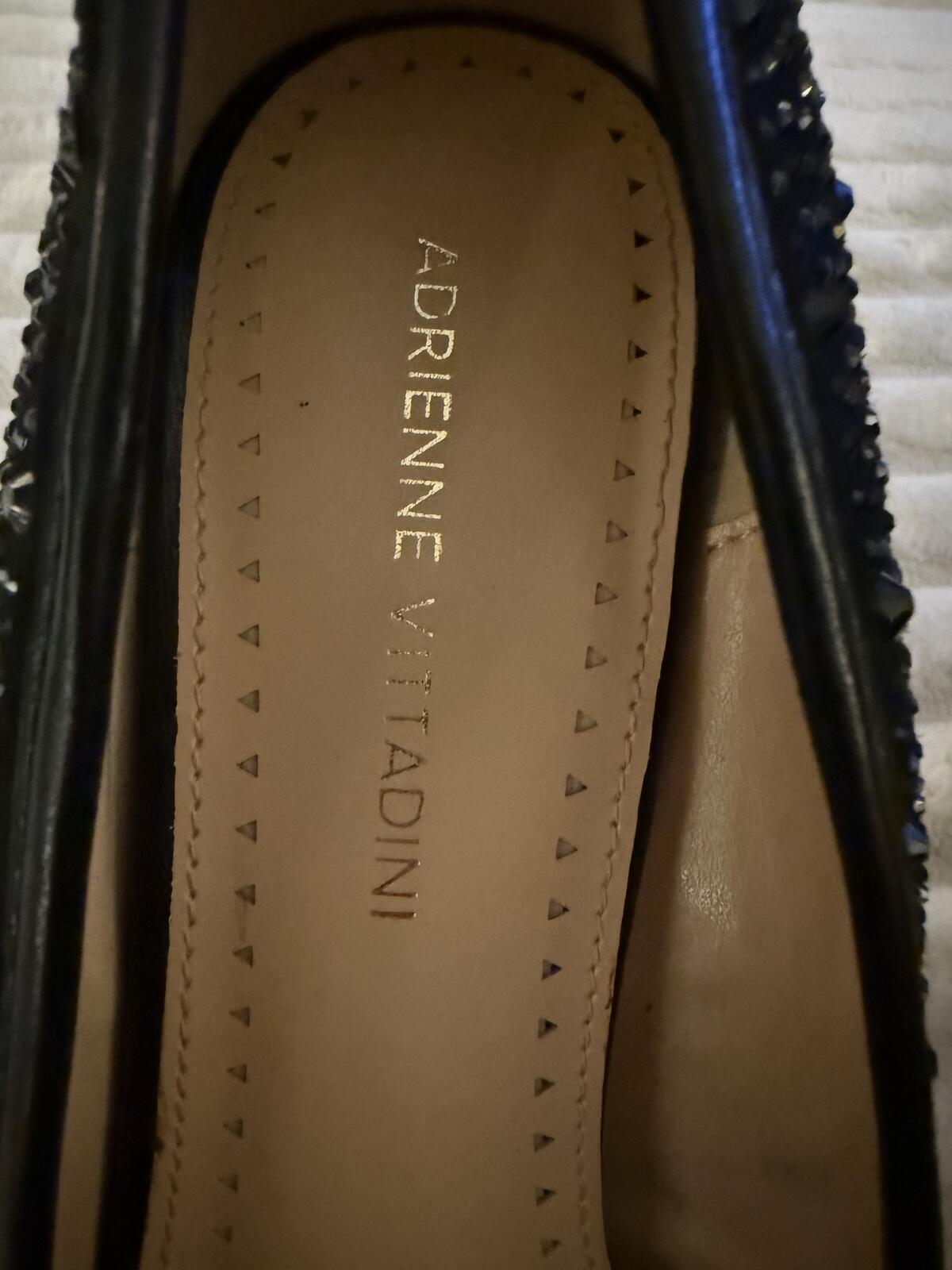 Adrienne Vittadini Black Embellished Pointed Toe Pumps