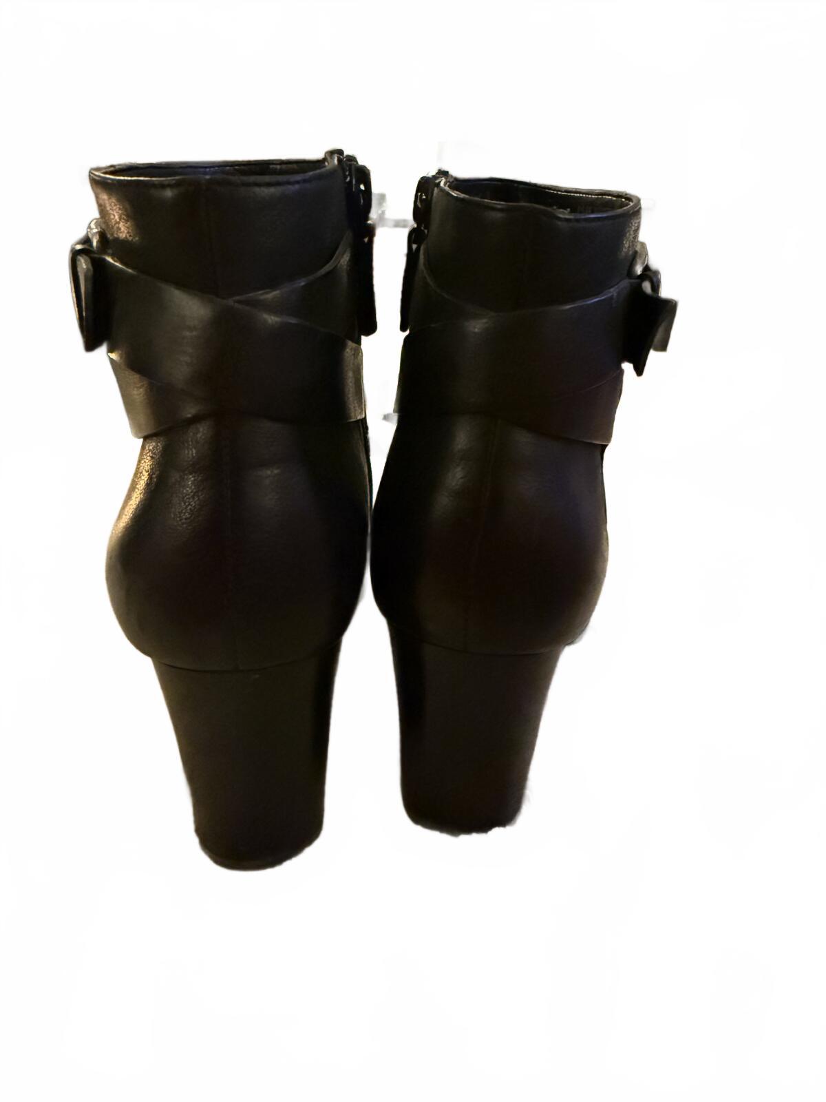 Cole Haan Black Leather Ankle Boots with Buckle Detail