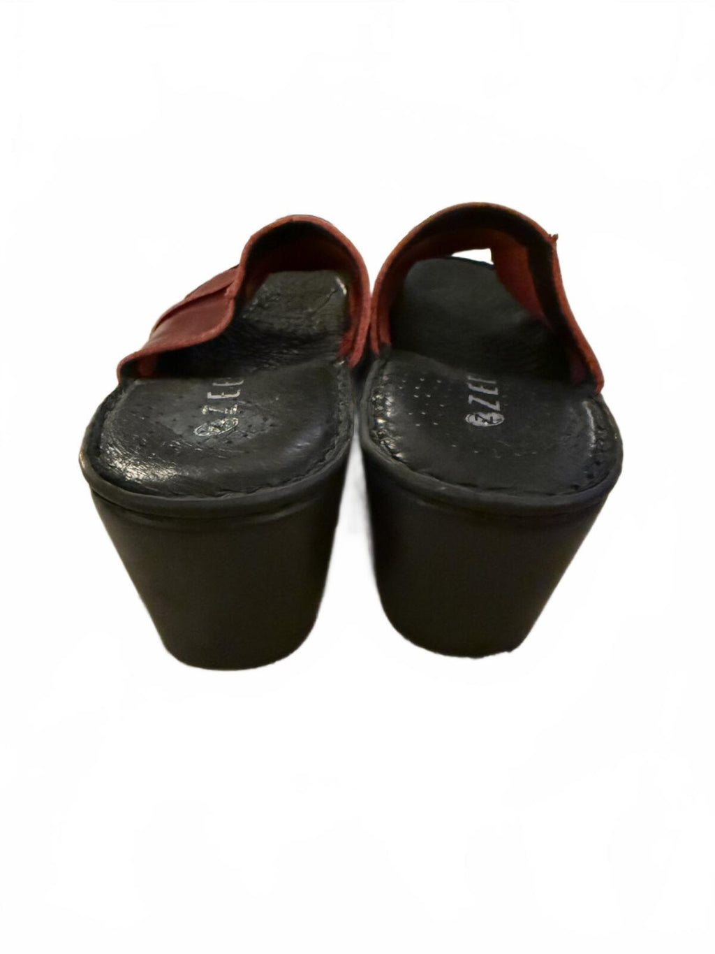 Zeeta Burgundy Leather Open-Toe Wedge Sandals