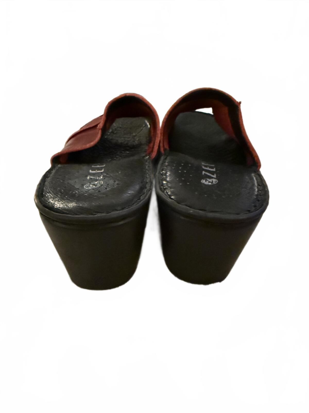 Zeeta Burgundy Leather Open-Toe Wedge Sandals