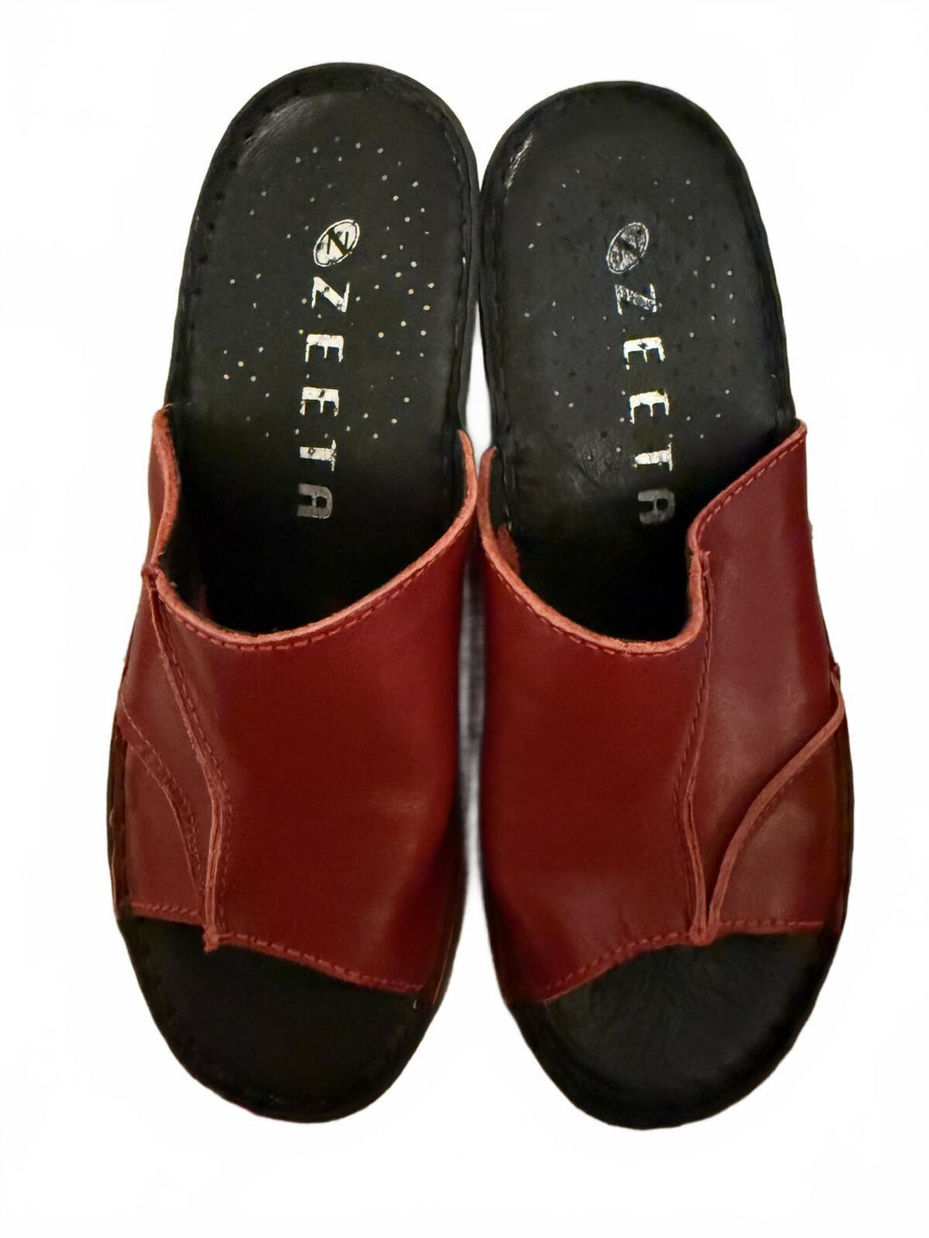 Zeeta Burgundy Leather Open-Toe Wedge Sandals