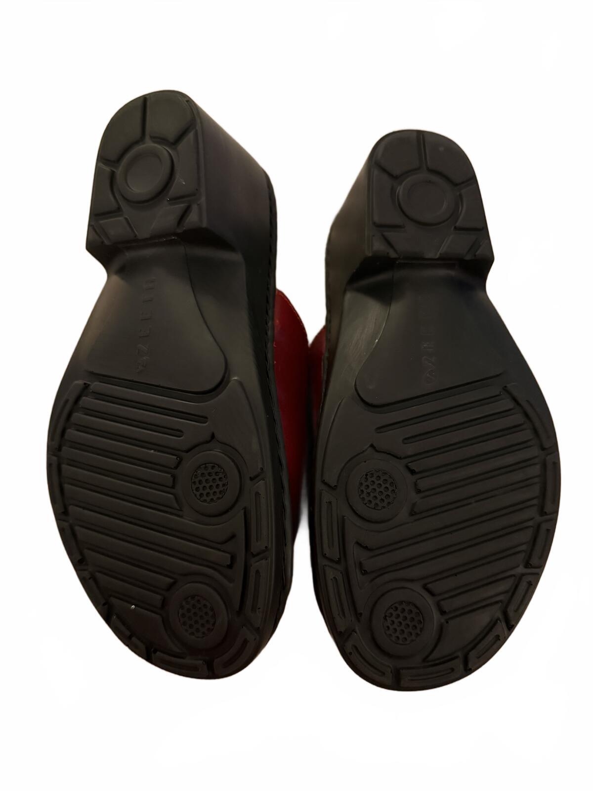 Zeeta Burgundy Leather Open-Toe Wedge Sandals