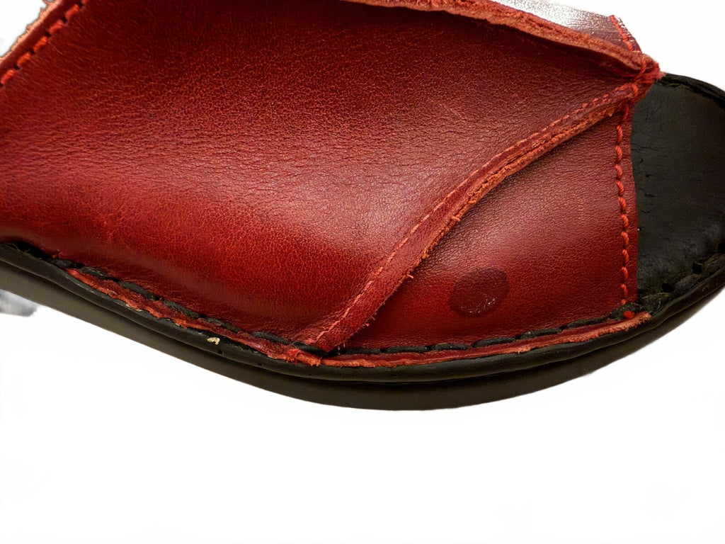 Zeeta Burgundy Leather Open-Toe Wedge Sandals