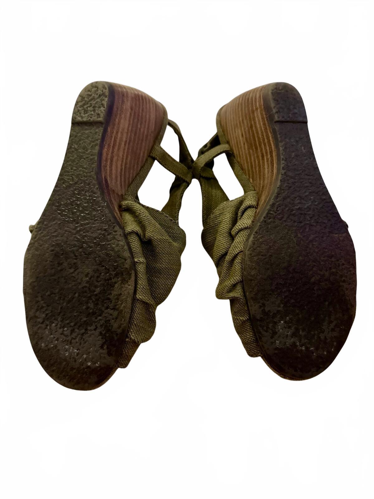 Blowfish Olive Green Slingback Wedge Sandals