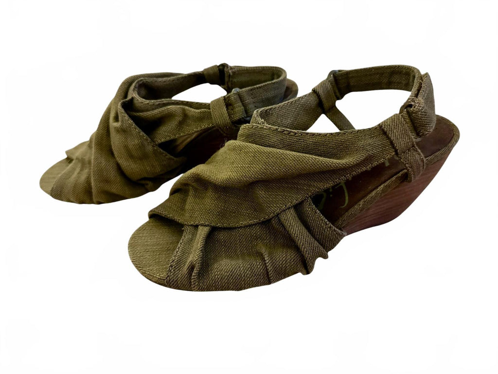 Blowfish Olive Green Slingback Wedge Sandals