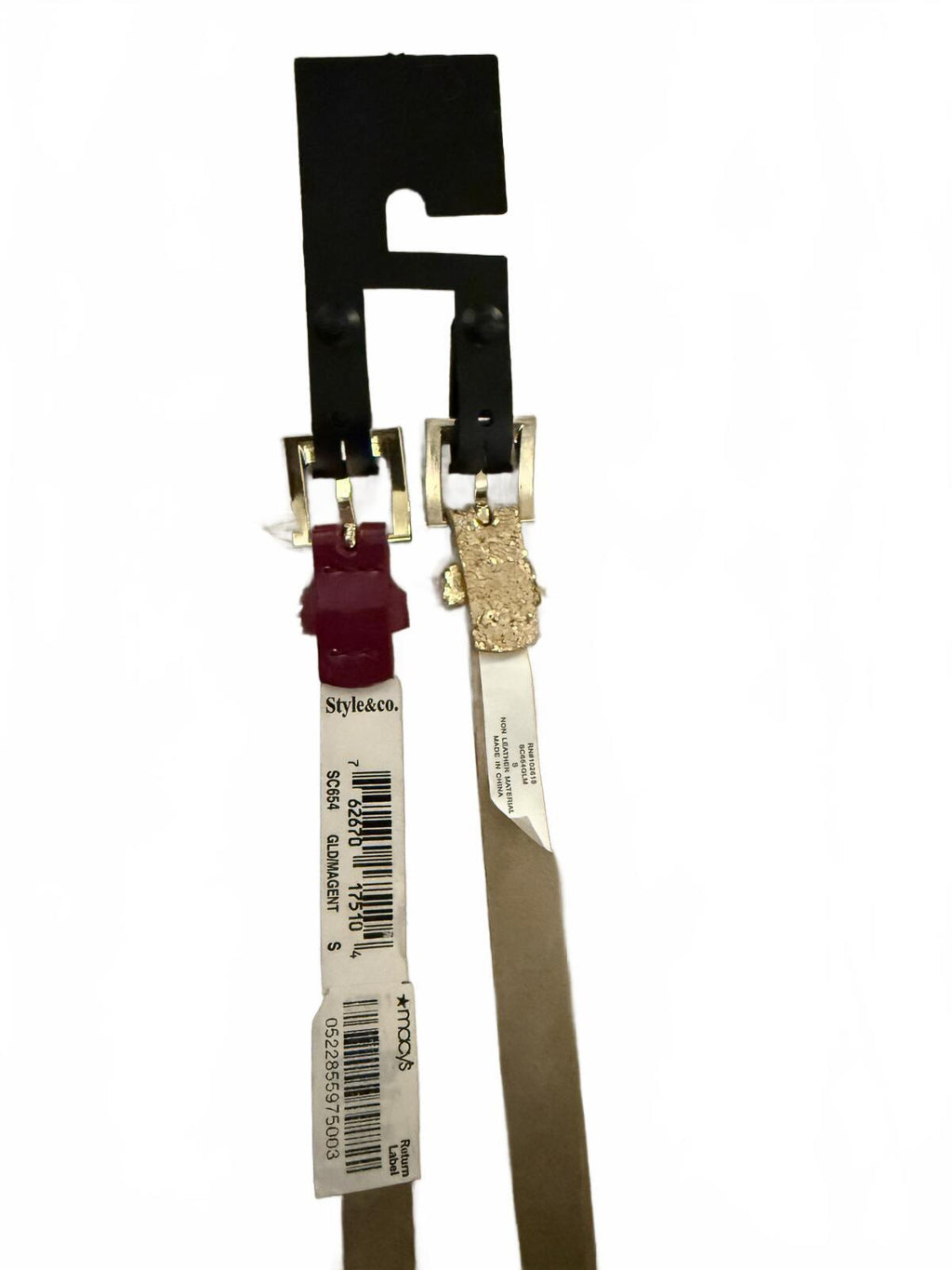 Style & Co. 2-Pack Women's Belts - Burgundy and Gold Glitter