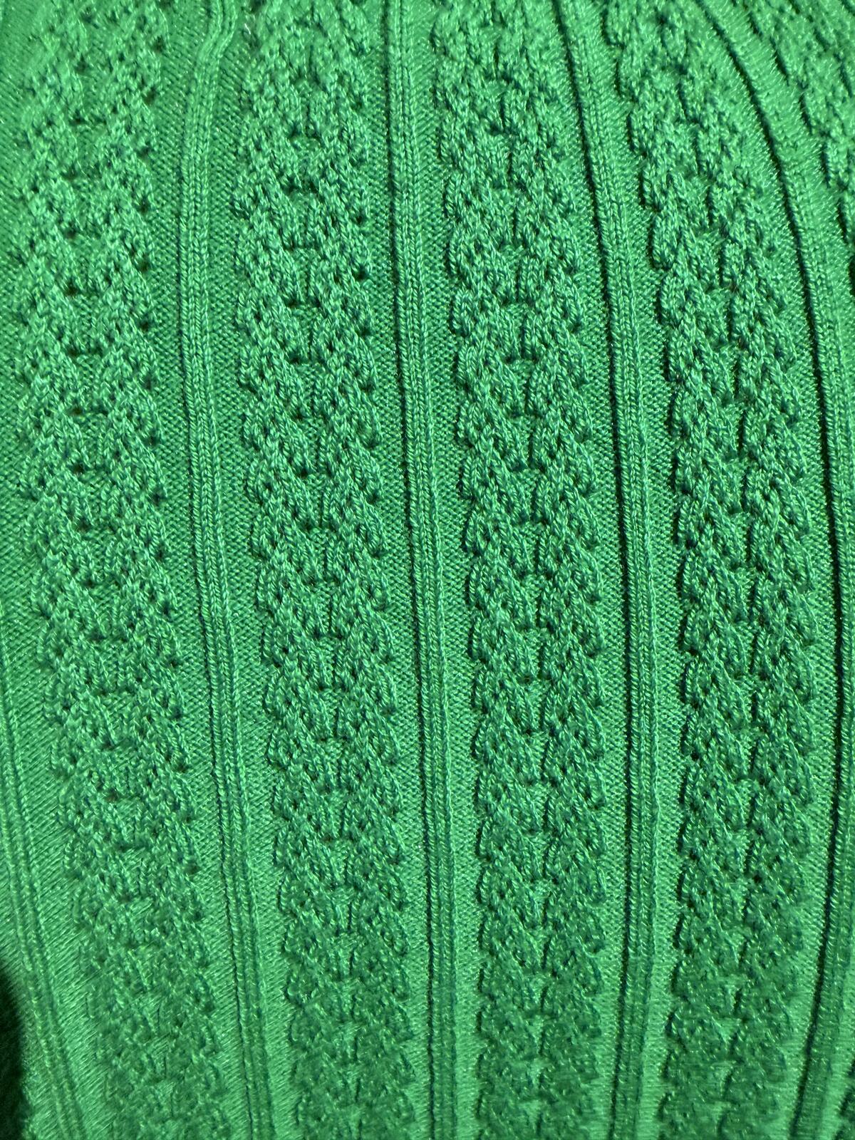 Boden Green Ribbed Knit Short Sleeve Sweater