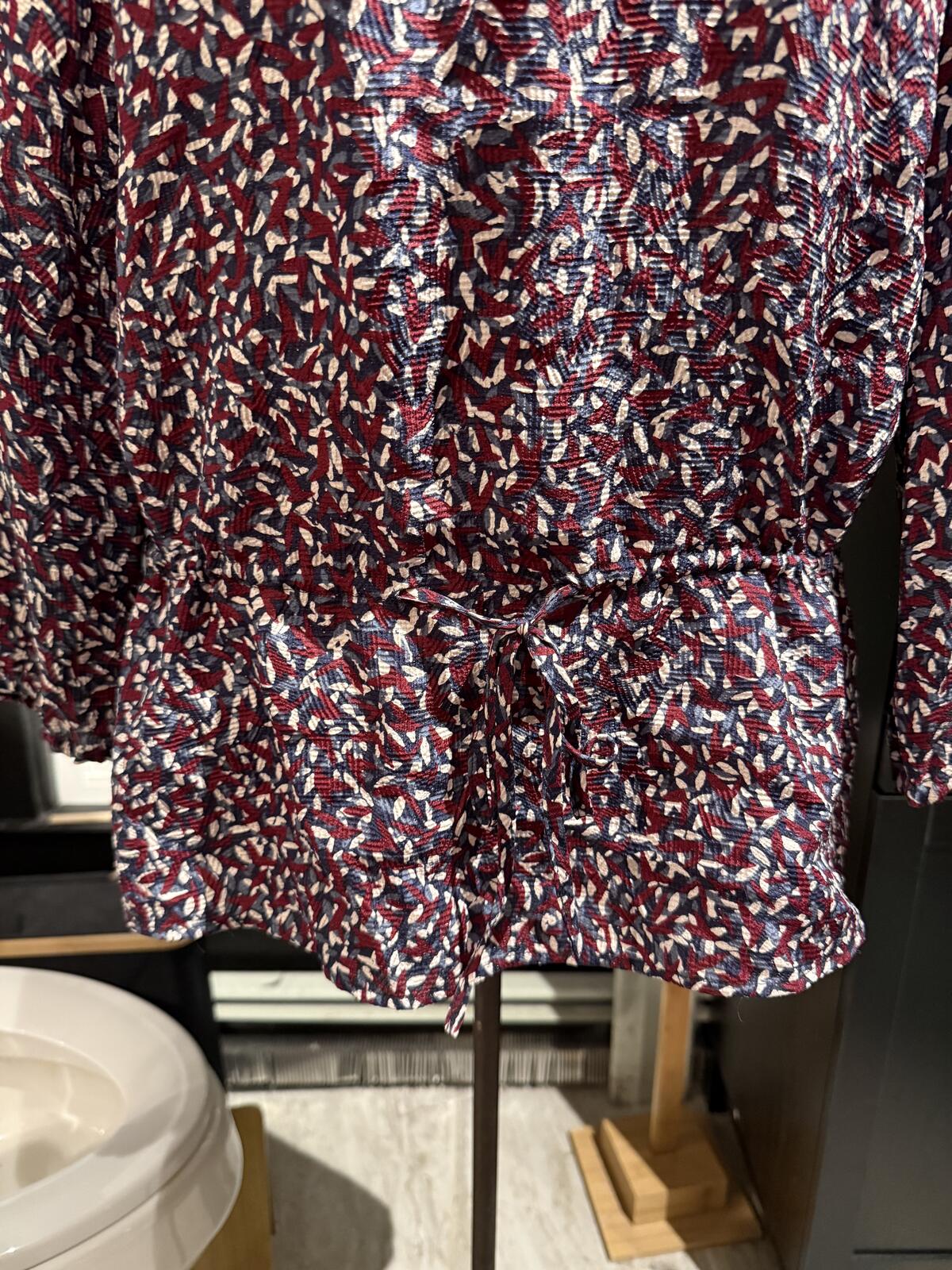 Tory Burch Long Sleeve Printed Blouse Tunic with Hip Drawstring