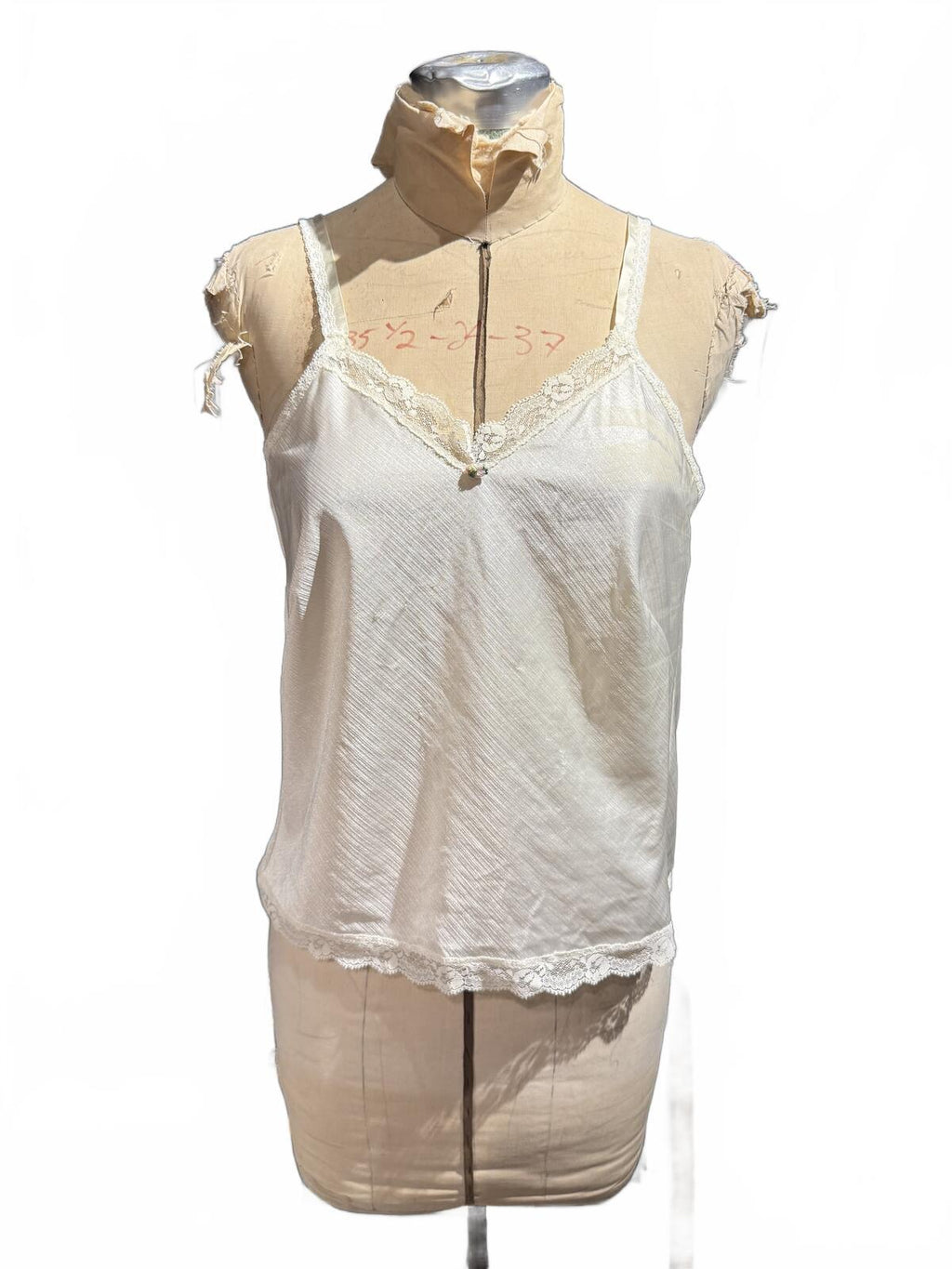 Sears Vintage Cream Lace Trim Cami Top