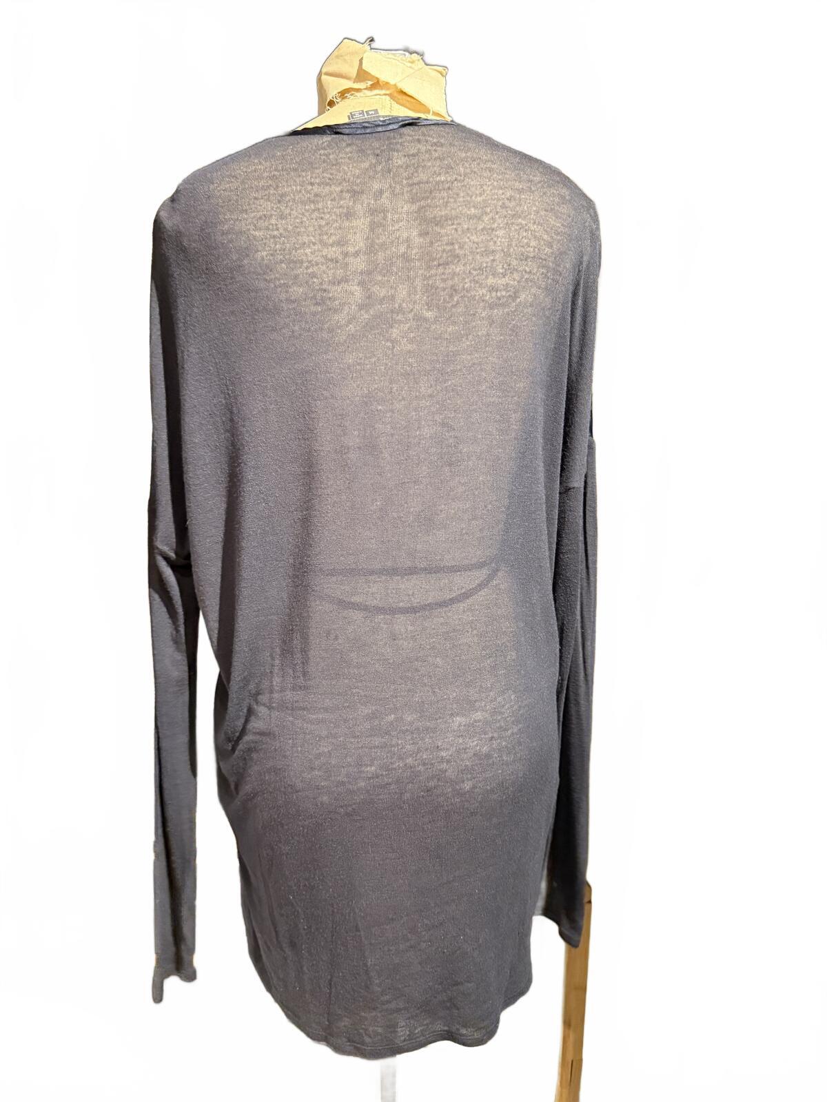 Vince Long Sleeve V-Neck Sheer Black Top