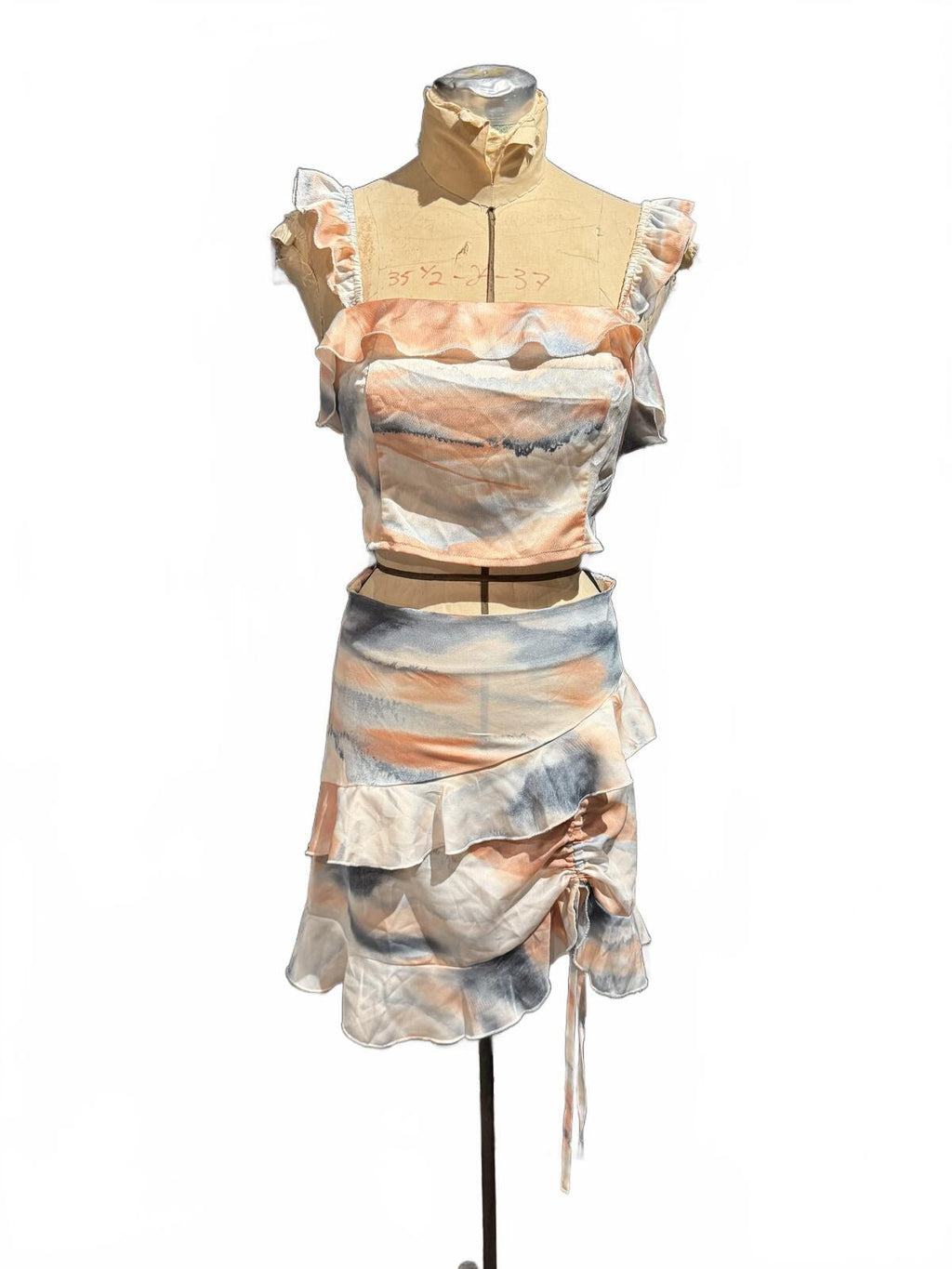 Sberto Two-Piece Ruffle Crop Top and Skirt Set