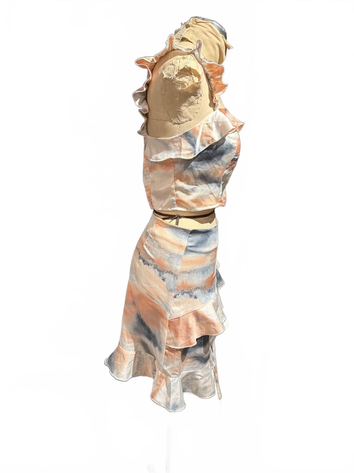 Sberto Two-Piece Ruffle Crop Top and Skirt Set