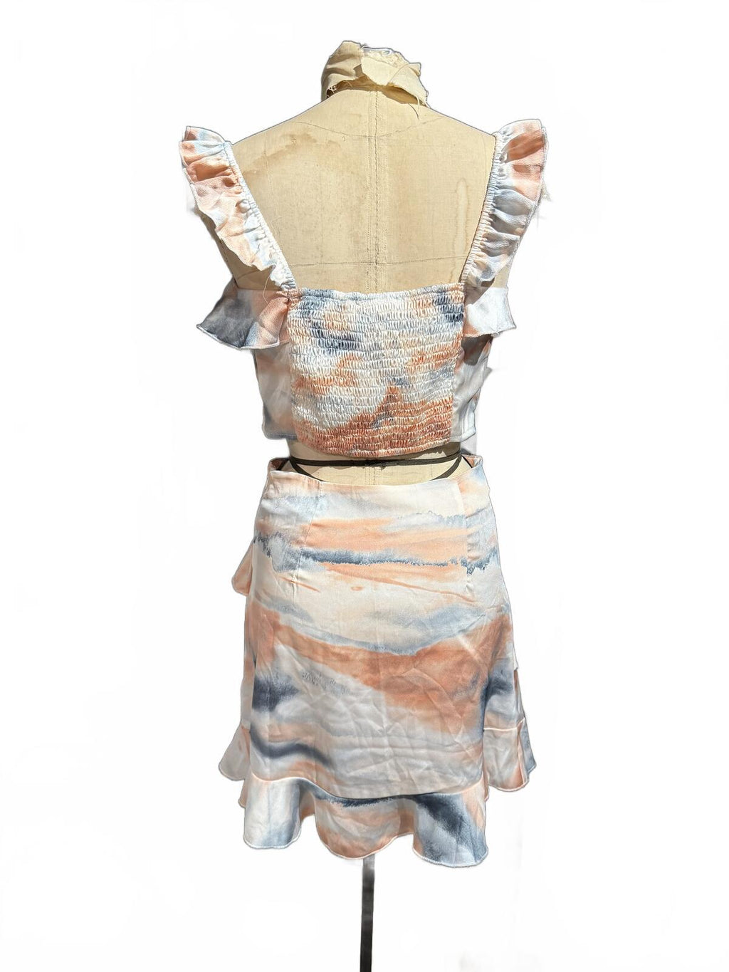 Sberto Two-Piece Ruffle Crop Top and Skirt Set