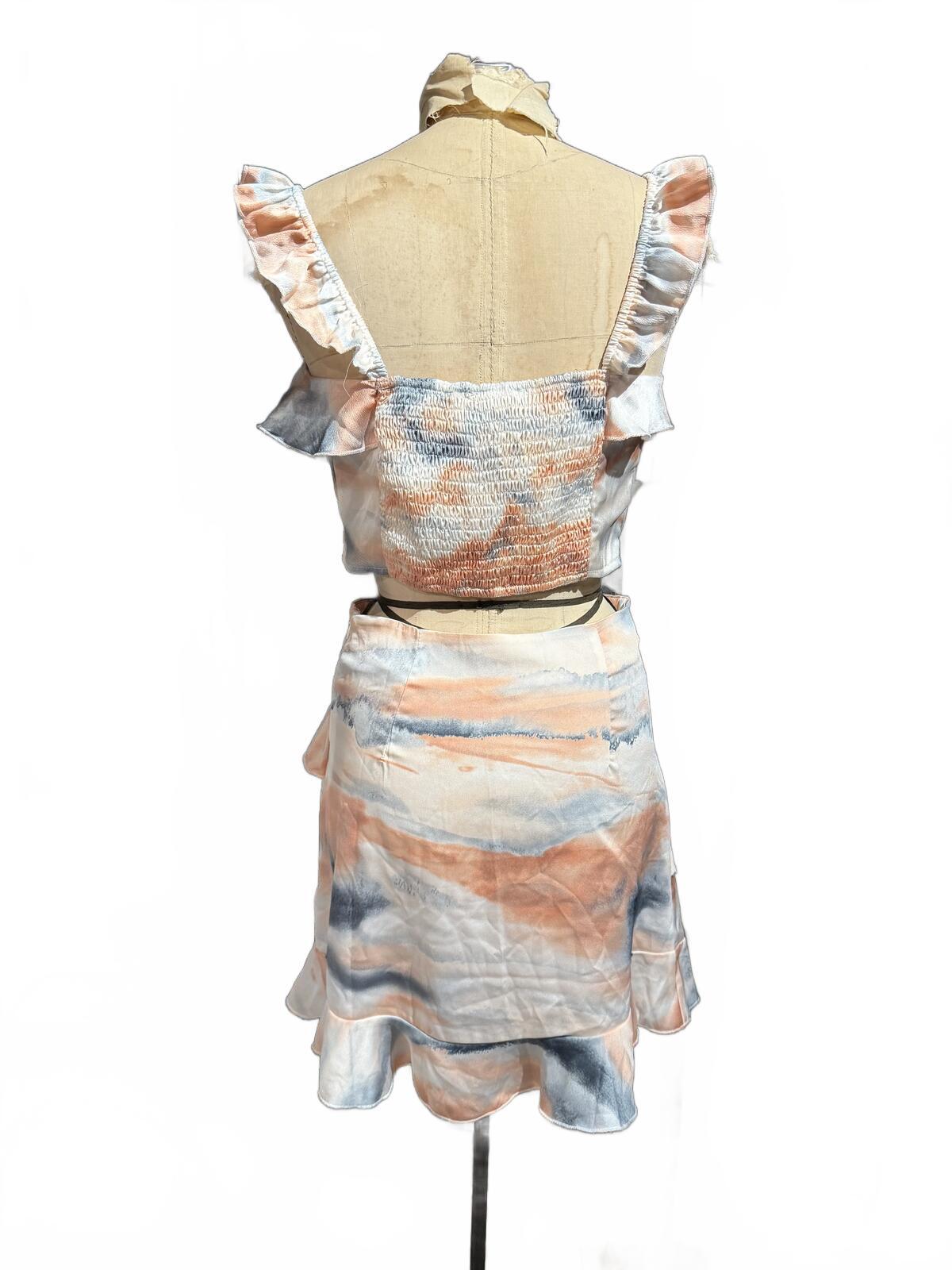 Sberto Two-Piece Ruffle Crop Top and Skirt Set