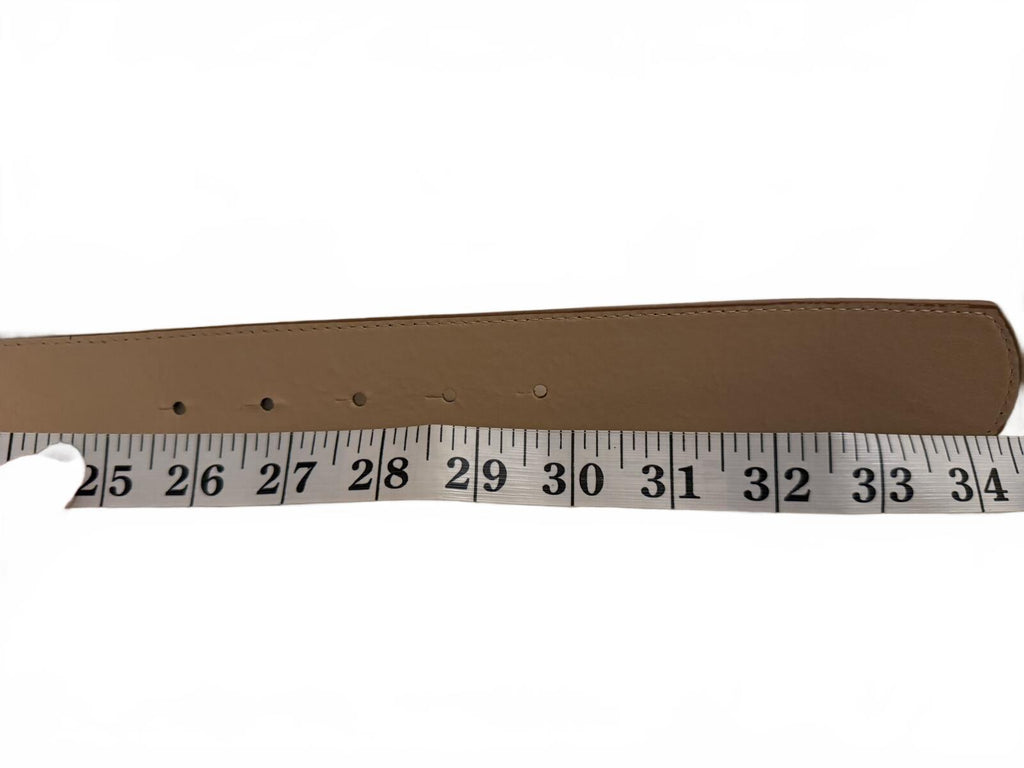 Brown Textured Faux Leather Belt with Gold Curved Buckle
