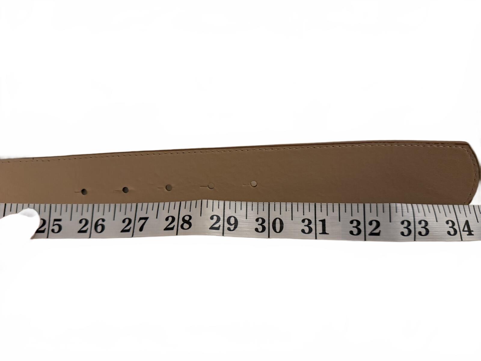 Brown Textured Faux Leather Belt with Gold Curved Buckle