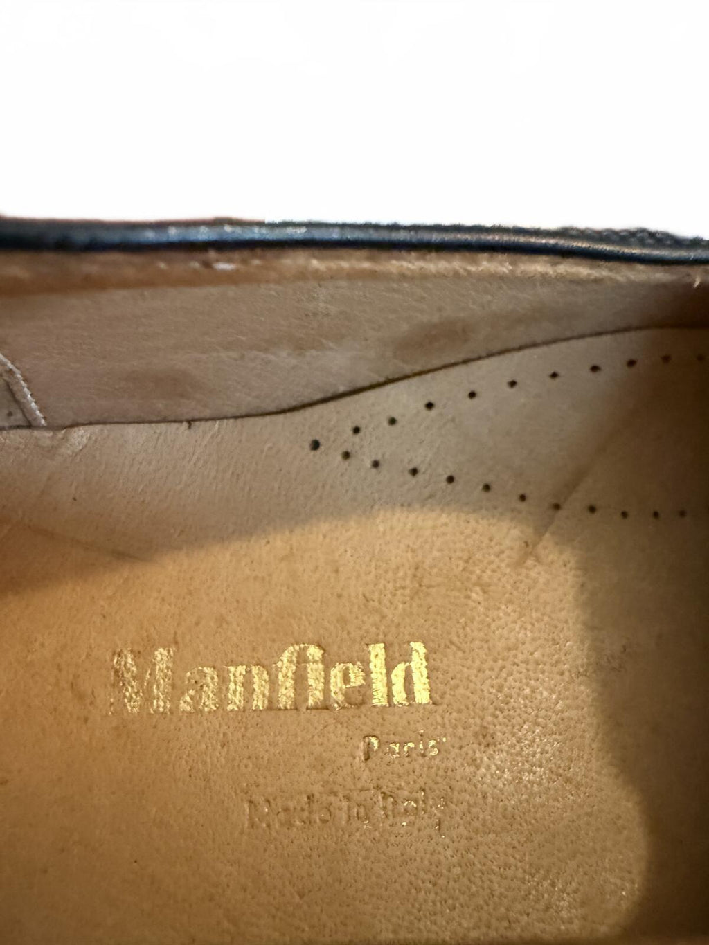 Manfield Vintage Dark Blue Leather Buckle Loafers