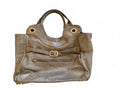 Foley + Corinna Gray Leather Tote Bag with Gold Hardware