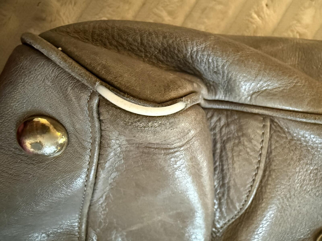 Foley + Corinna Gray Leather Tote Bag with Gold Hardware