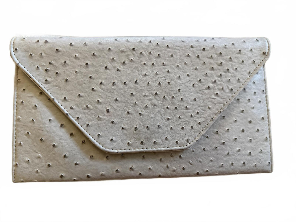 Elegant Beige Ostrich Pattern Envelope Clutch Purse