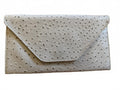 Elegant Beige Ostrich Pattern Envelope Clutch Purse