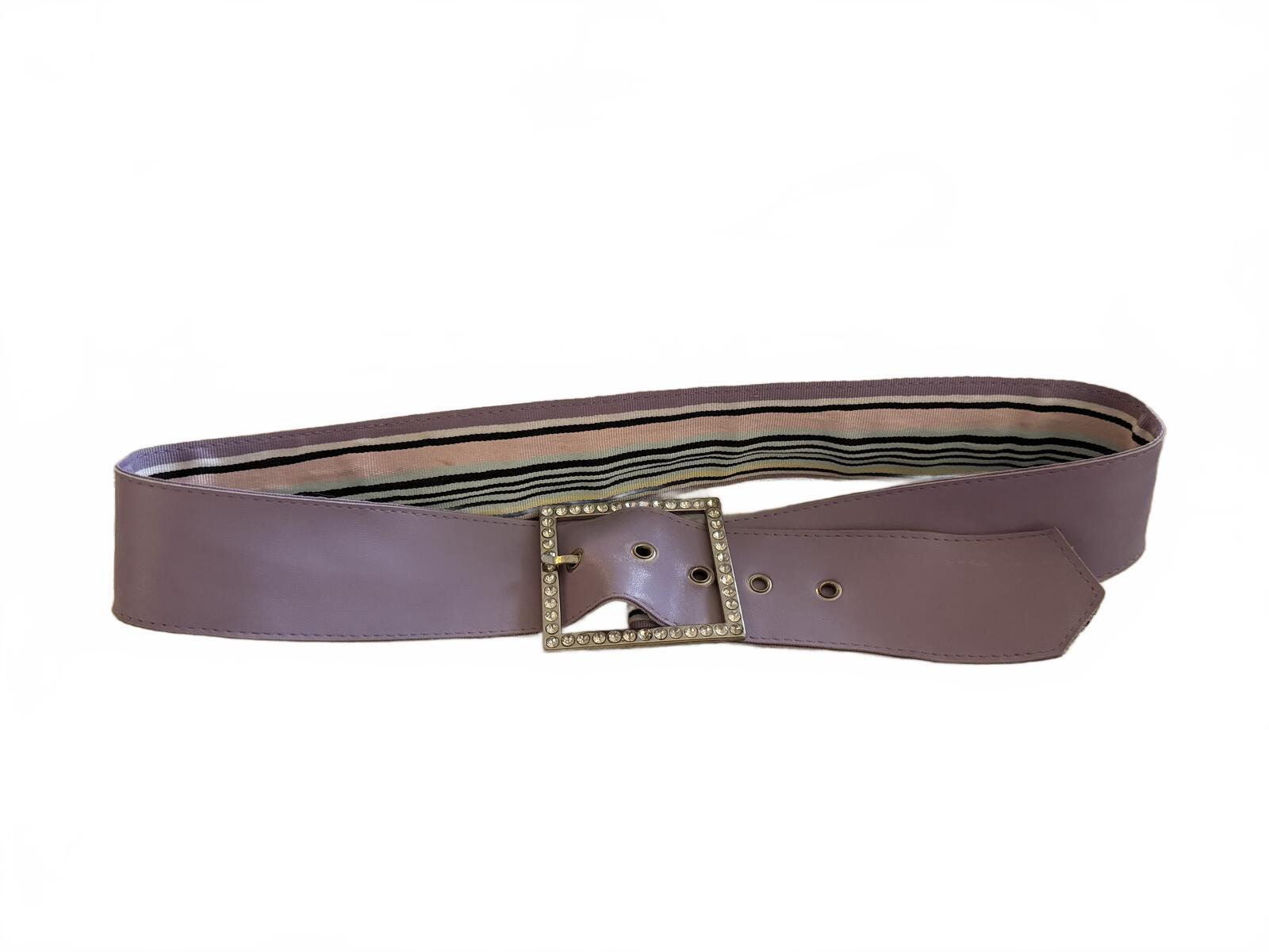 Striped Purple and Pink Rhinestone Buckle Belt