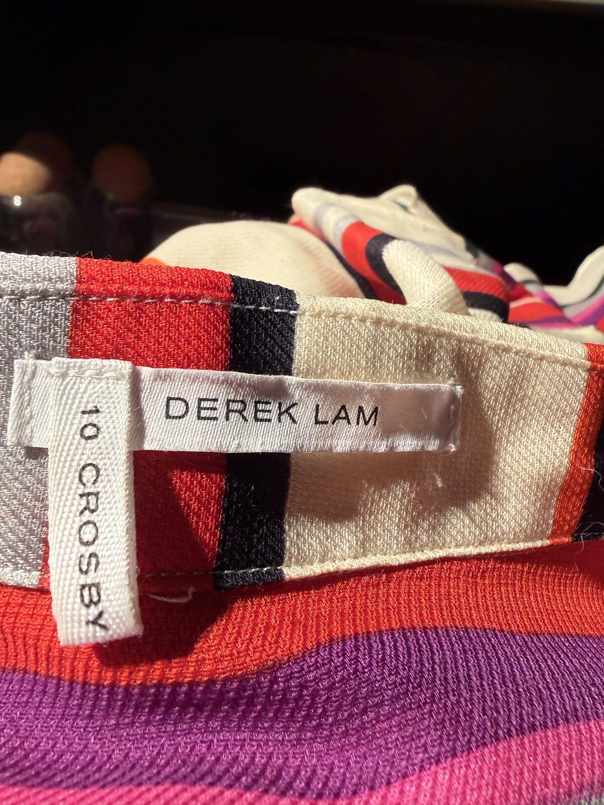 Derek Lam Silk and Wool Multicolor Striped Button-Up Shirt