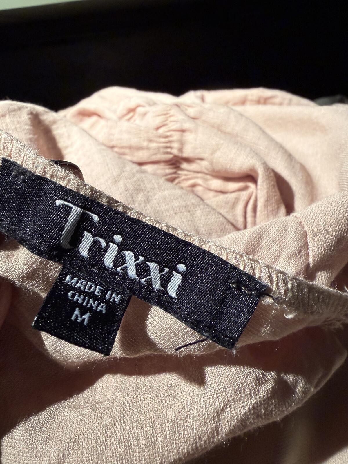Trixxi Light Pink Puff Sleeve Tiered Mini Dress