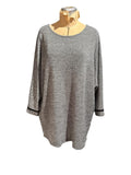 Apricot Gray Herringbone Long Sleeve Knit Tunic Dress
