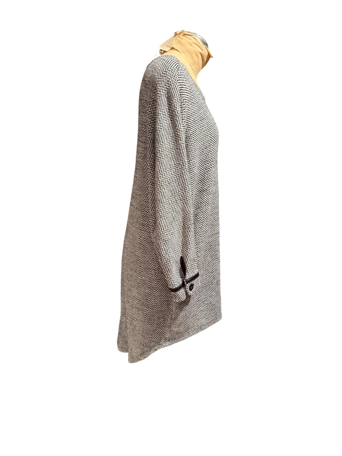 Apricot Gray Herringbone Long Sleeve Knit Tunic Dress