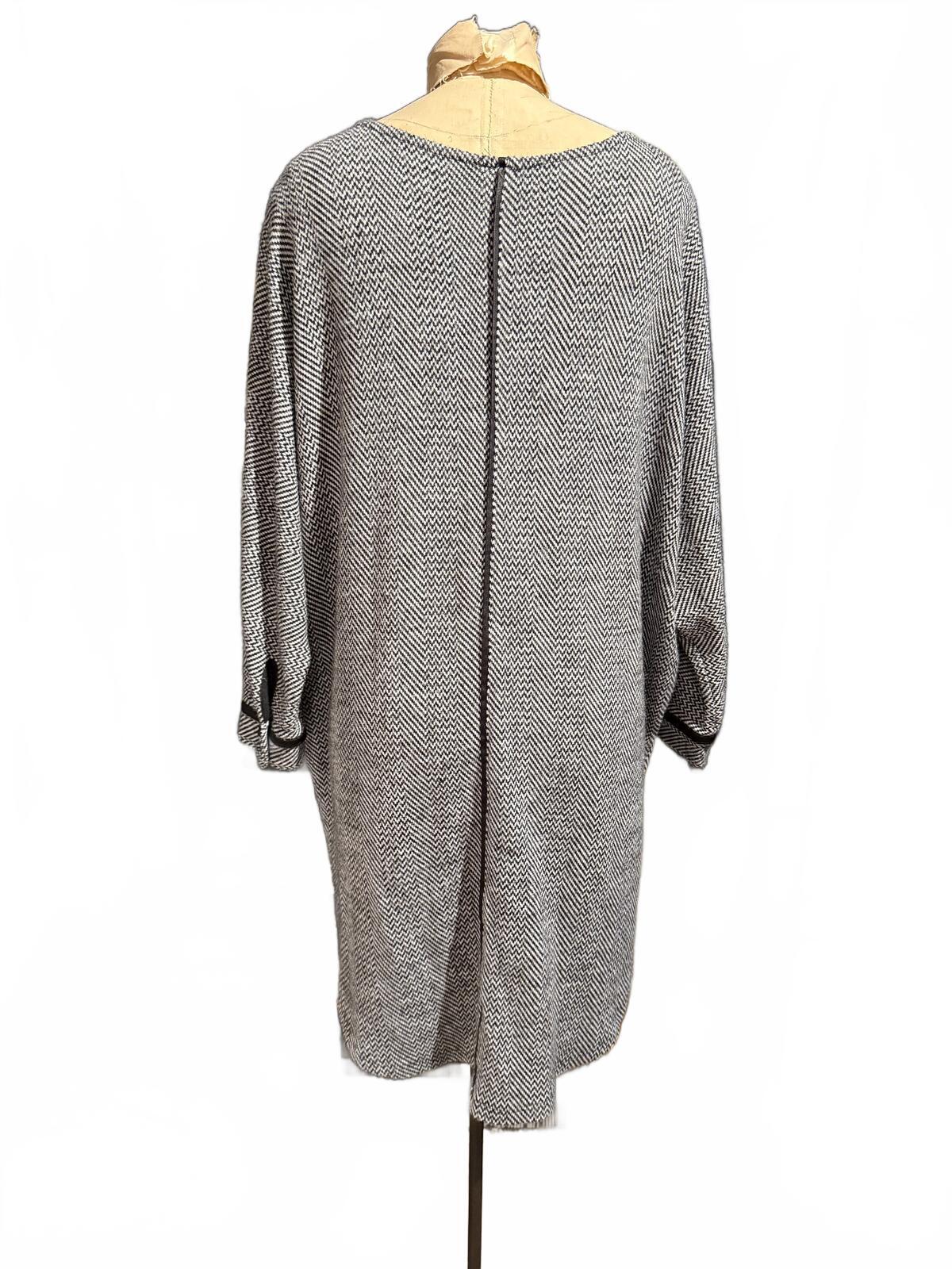 Apricot Gray Herringbone Long Sleeve Knit Tunic Dress