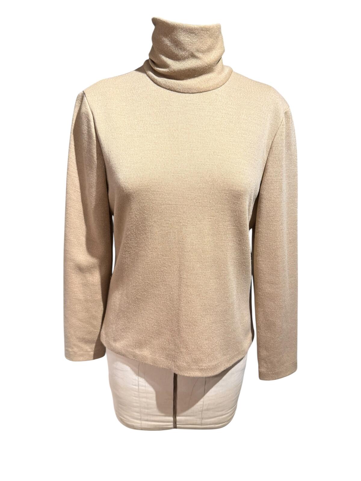 Eric Gaskins Beige Turtleneck Long Sleeve Sweater