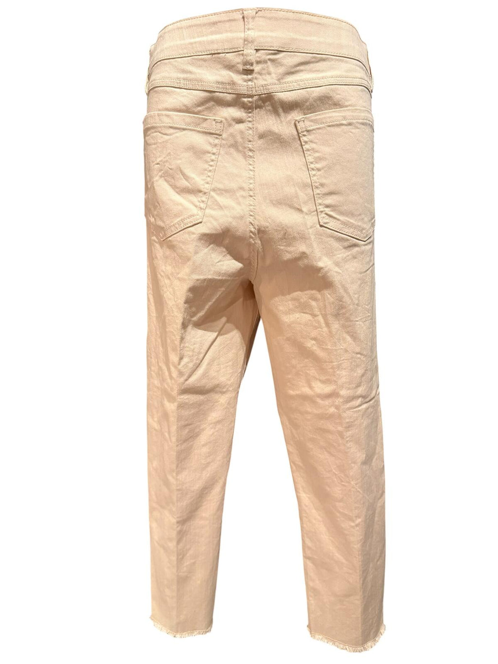 Skye’s The Limit Beige High-Waisted Cropped Pants with Raw Hem
