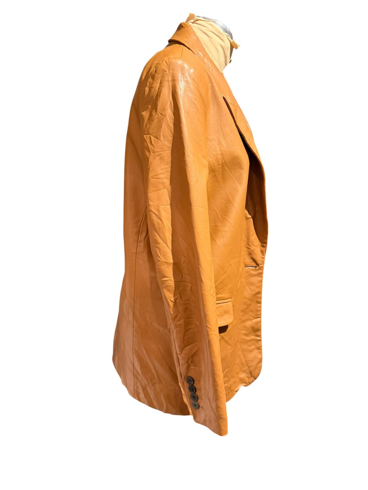 Stradivarius Classic Tan Faux Leather Blazer Jacket