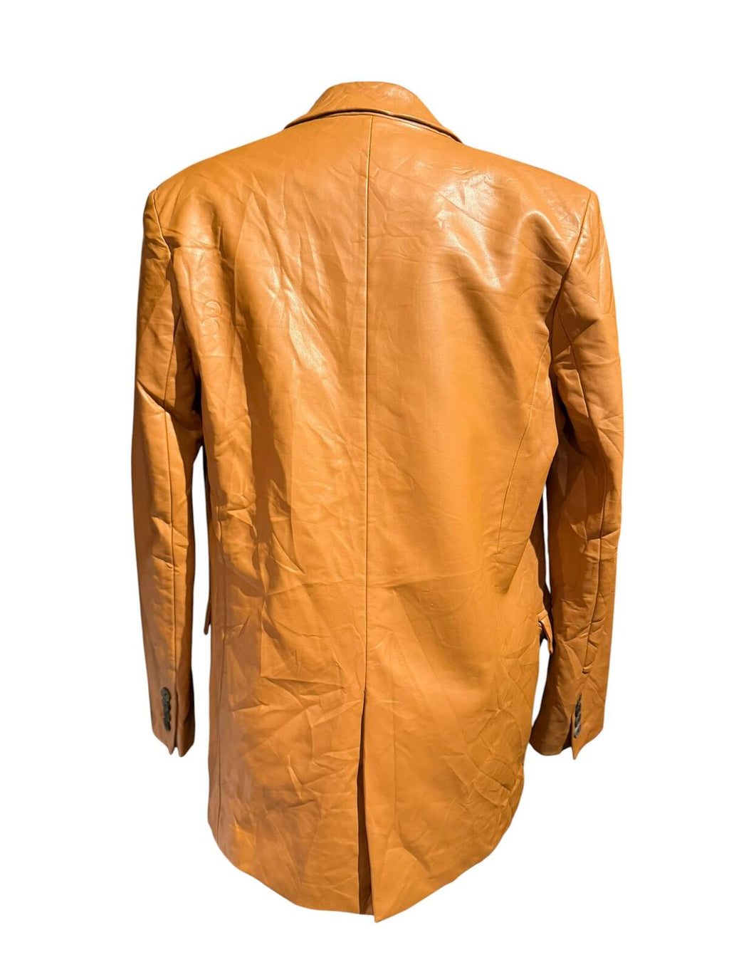 Stradivarius Classic Tan Faux Leather Blazer Jacket