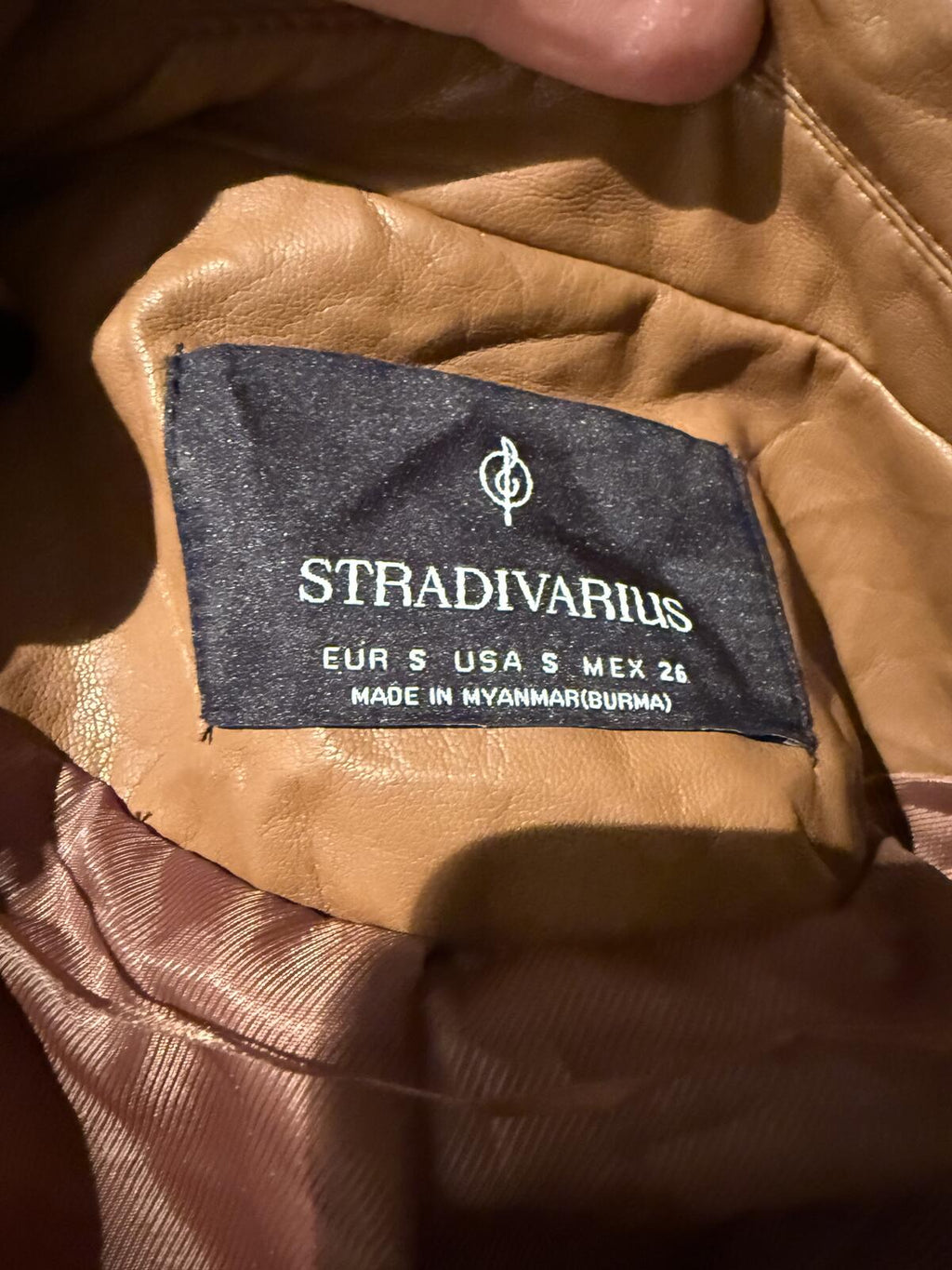 Stradivarius Classic Tan Faux Leather Blazer Jacket