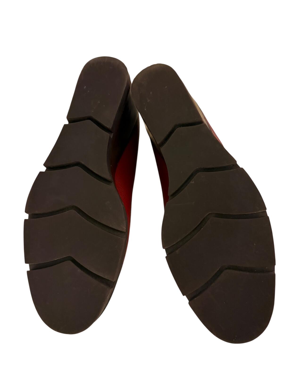 Betabrand Red Leather Wedge Heels with Heel Pull Tab