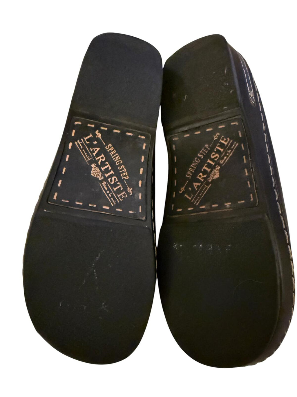 Spring Step L'Artiste Black Leather Slip-On Shoes with Floral Embroidery