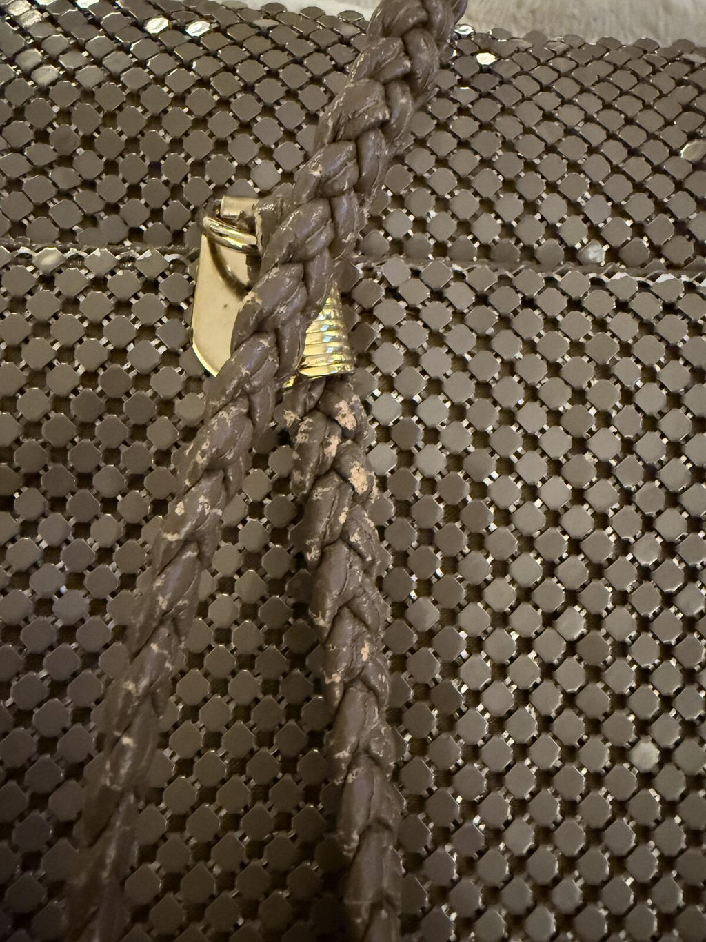 Y & S Vintage Mesh Shoulder Bag with Braided Strap and Gold Hardware