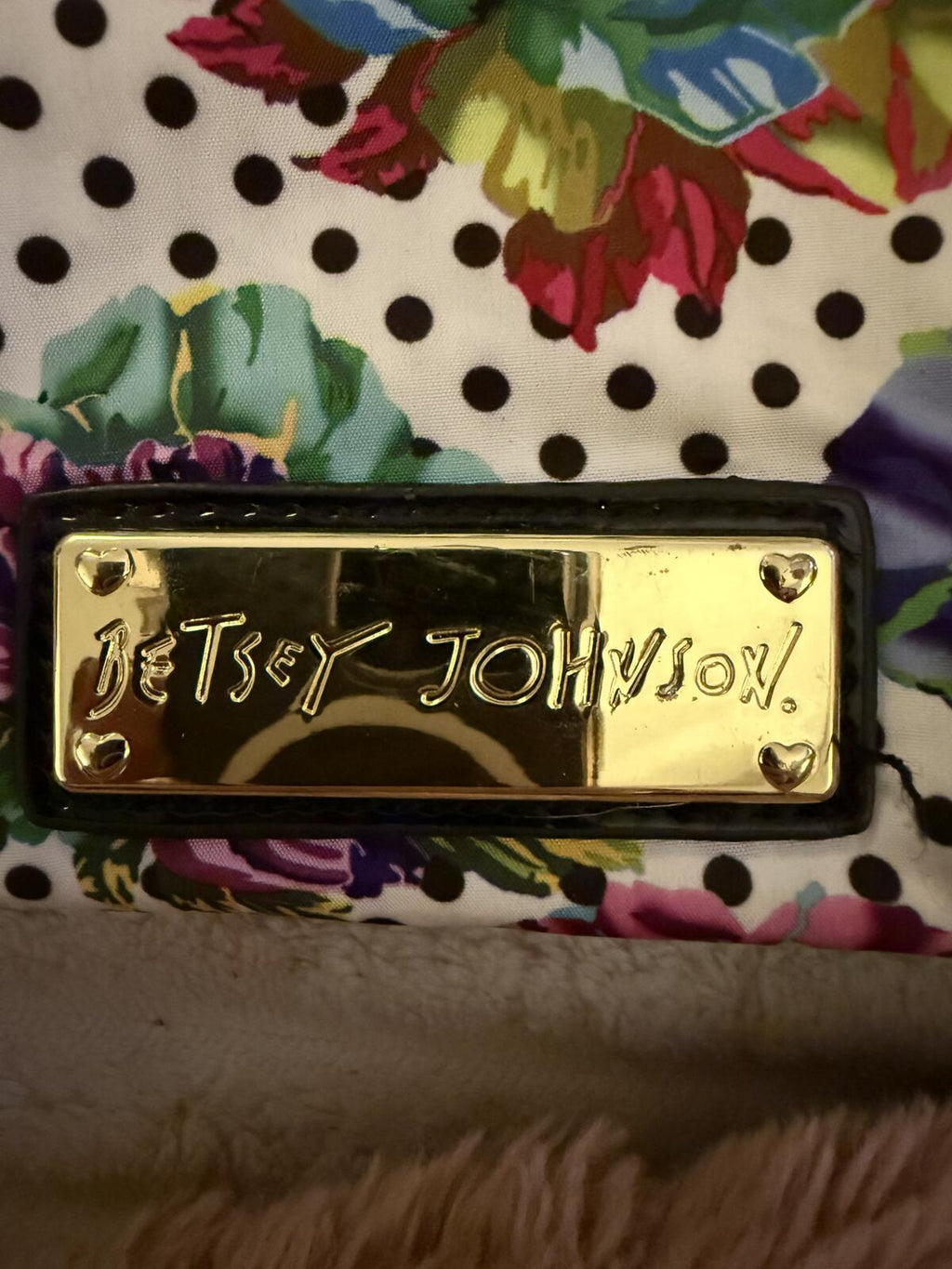 Betsey Johnson Floral Polka Dot Tote Bag