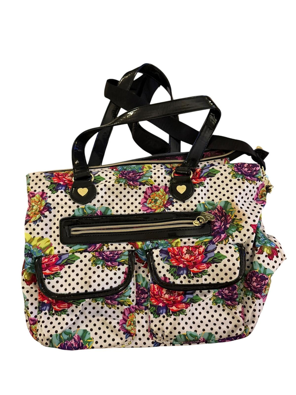 Betsey Johnson Floral Polka Dot Tote Bag