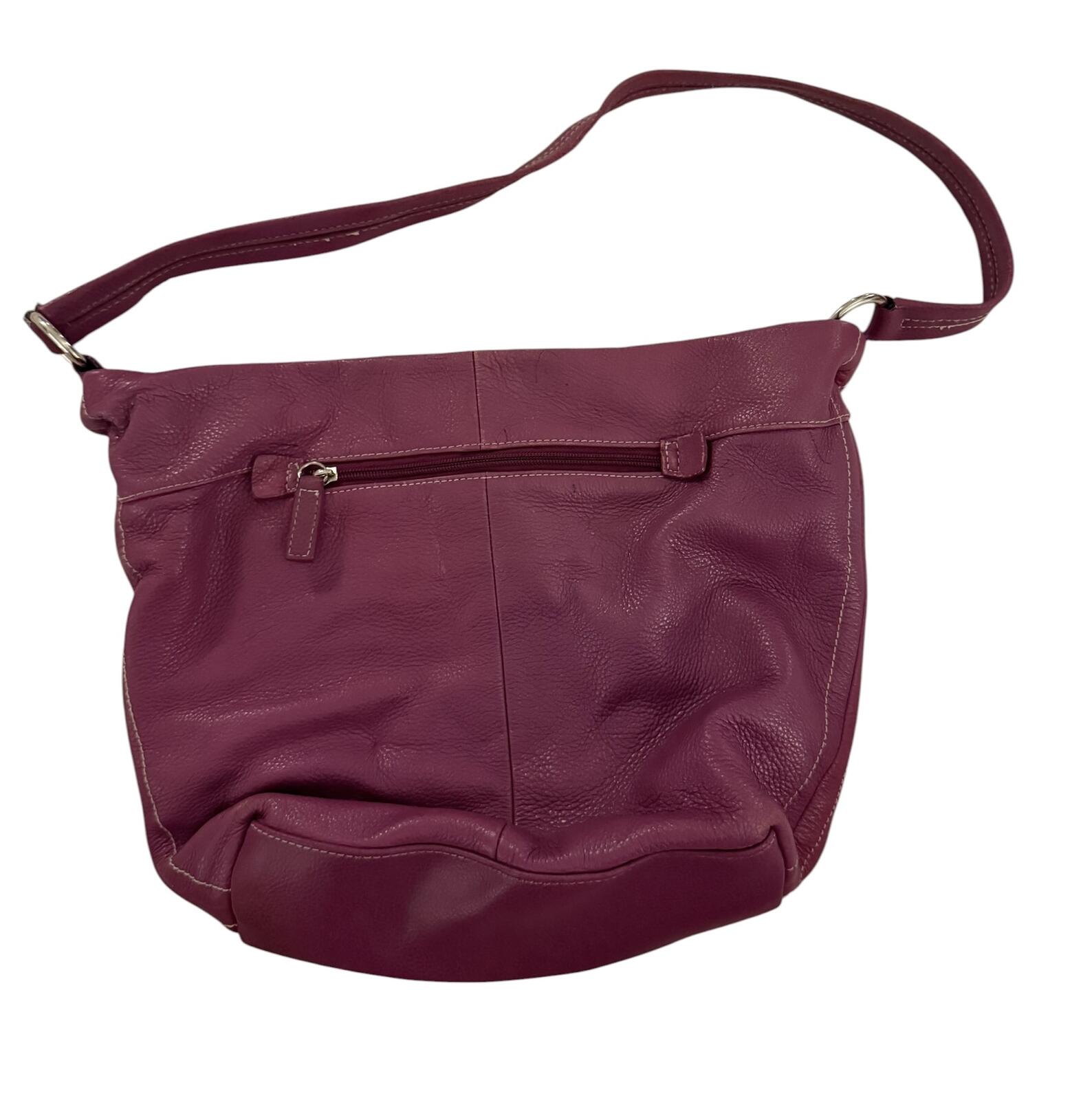 Plum Leather Shoulder Bag