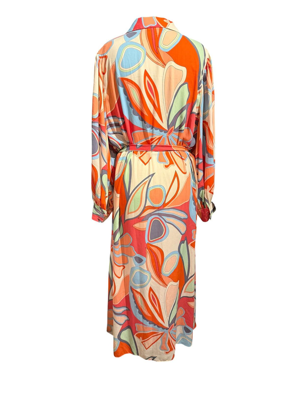 Alexis Long Sleeve Abstract Print Maxi Shirt Dress with Belt