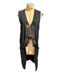 Bohemian Society Black Sleeveless Long Vest with Quilted Front Detail