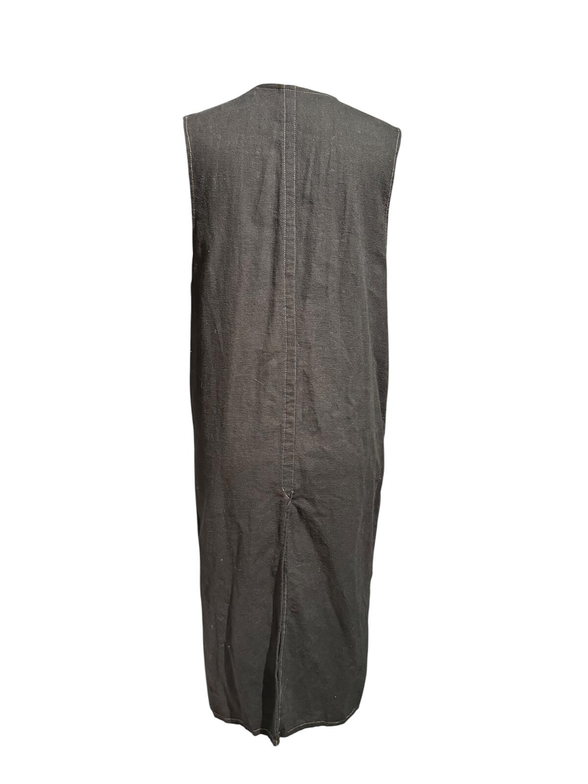Bohemian Society Black Sleeveless Long Vest with Quilted Front Detail