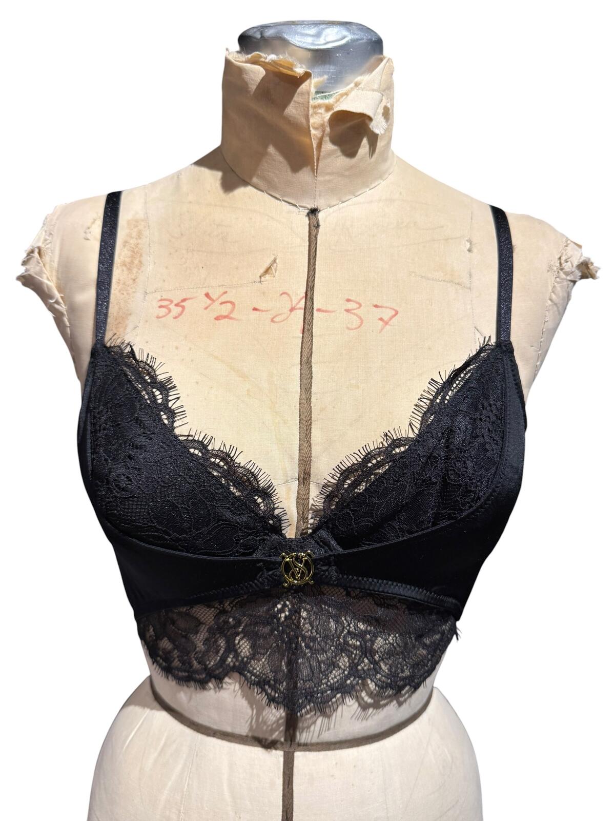 Victoria’s Secret Black Lace Bralette with Adjustable Straps and Hook Closure