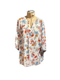Tahari Floral Print Long Sleeve Tunic Blouse